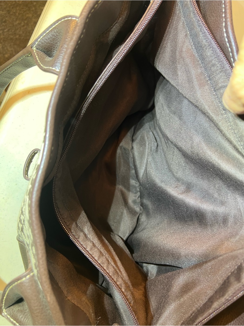New York & Company Brown Patterned Tote with Dark Brown Trim - Picture 7 of 8